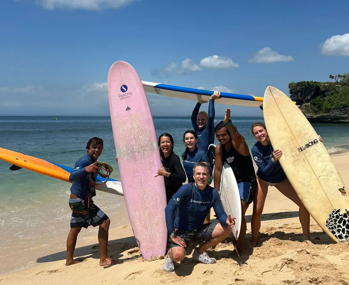 Surf lesson experience near Uluwatu beach, Bali