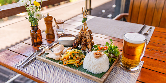 Dishes served at Bukit Bambu Restaurant & Bar feature Indonesian and Western options
